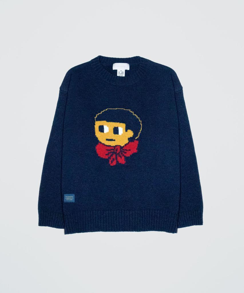 GROUNDWORK Baggage Man Face Knit Sweater / Navy