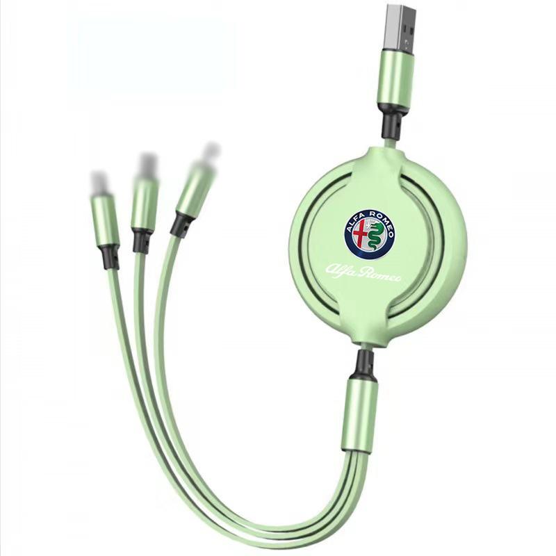 Fast Charing Data Cable 100W Multifunctional 3 In 1 Data Cord For Alfa Romeo Giulietta Giulia Stelvio 156 Gt 159 147 166 Gtv