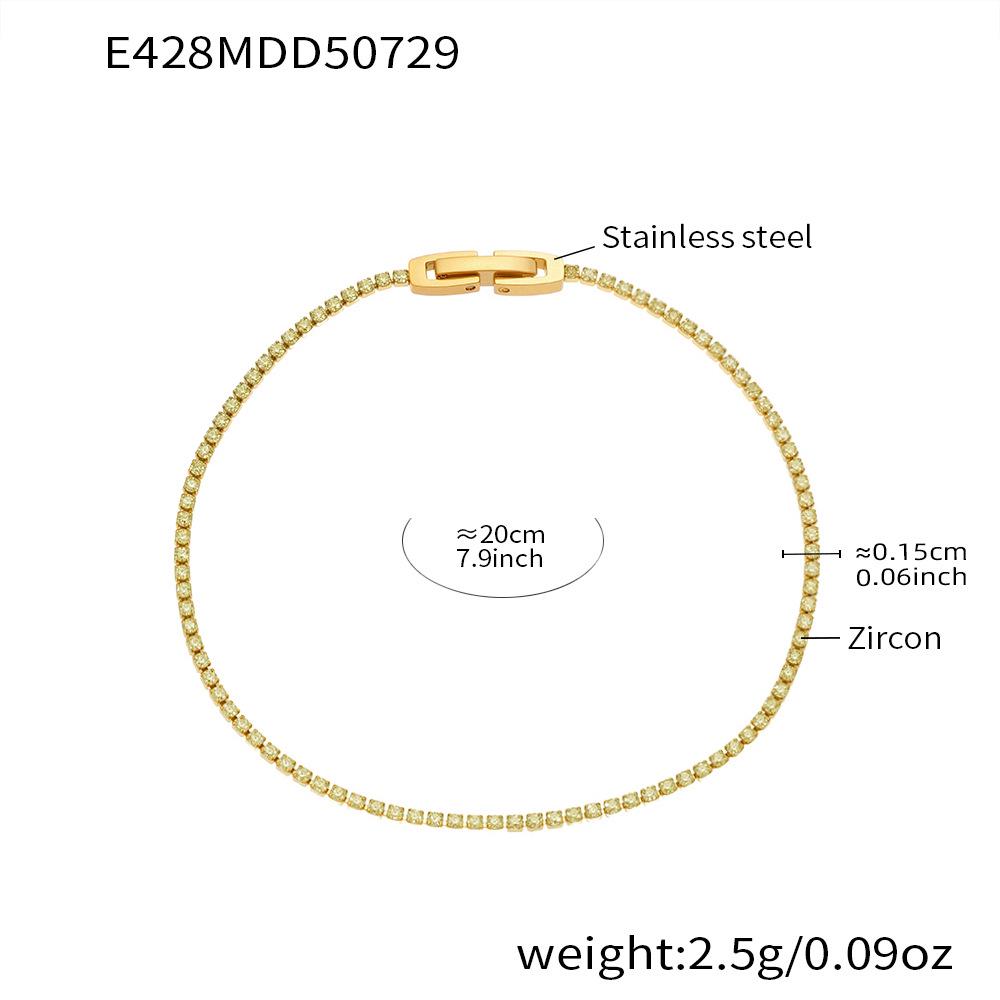 Oumaijia 18K Gold Zircon Titanium Steel Slim Bangle - Versatile Stackable Fashion Jewelry