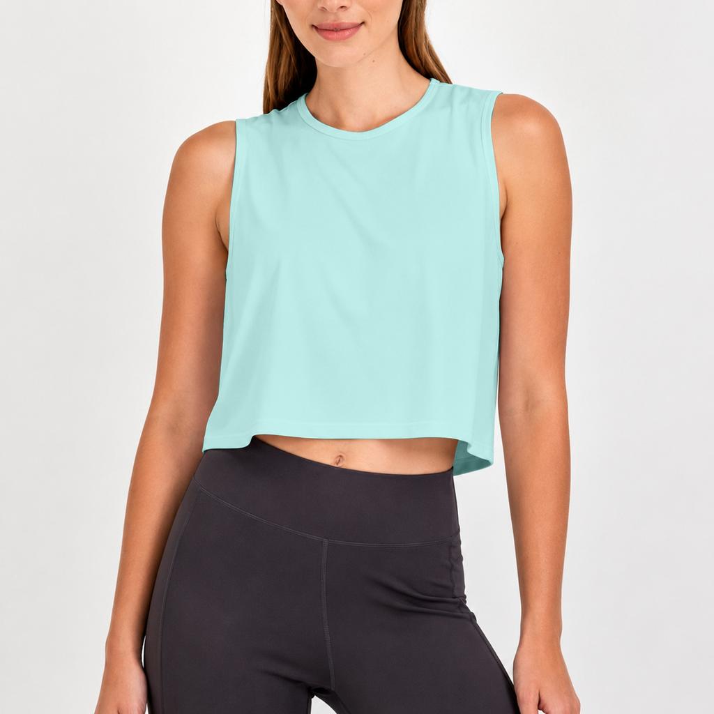 Damen ärmelloses Yoga Tanktop Cutout Rücken Workout Shirt Leicht Atmungsaktiv Laufen Fitness Freizeit Crop Top