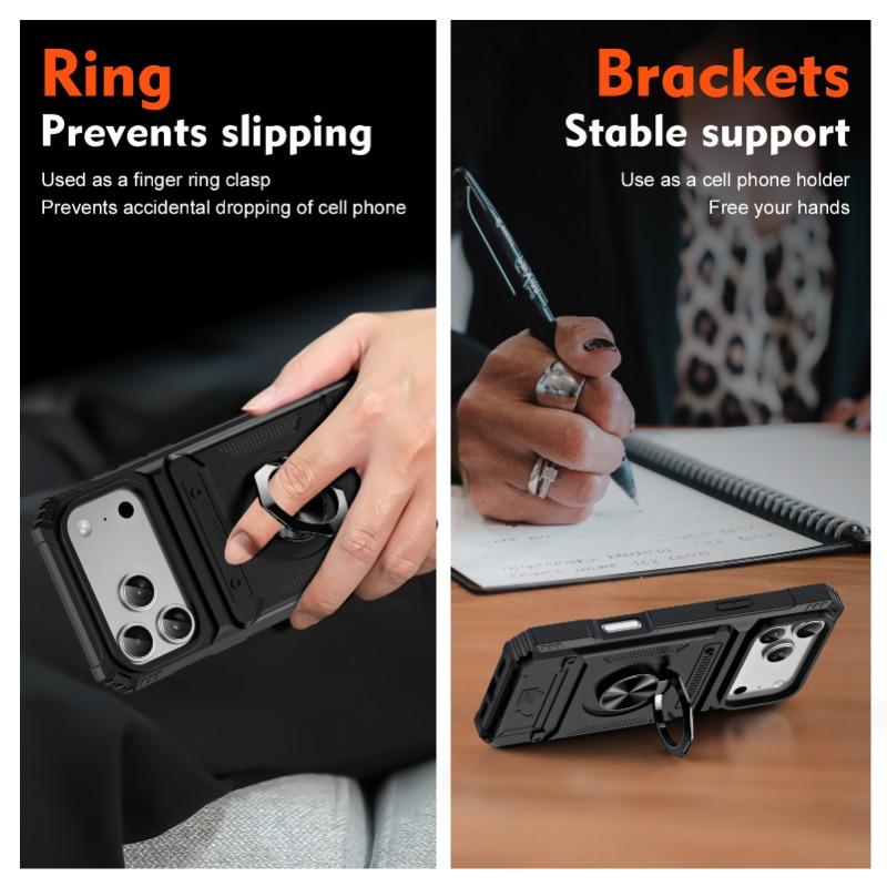 Case For iPhone 17 16 15 14 13 Pro Max Plus 17 Air Magnetic Rotated Ring Kickstand Heavy Duty Drop Protection Wallet Armor Cover