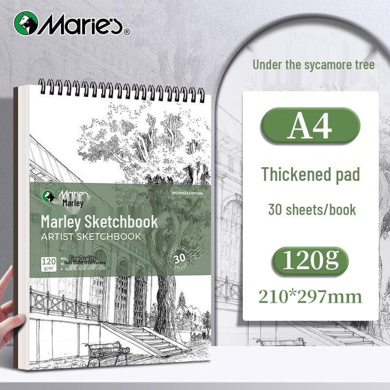 Mali Art Student A4 Thickened Cowhide Spiral Sketchbook, Blank for Hand-Painted Drawings