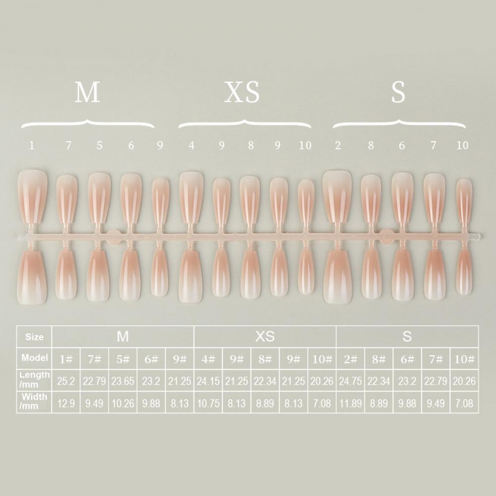 1 Bag Fake Nails Gradient Wearing Nail Blush Handmade Natural Perfect Fitting Trace-less Fake Nails for Natural Curvature
