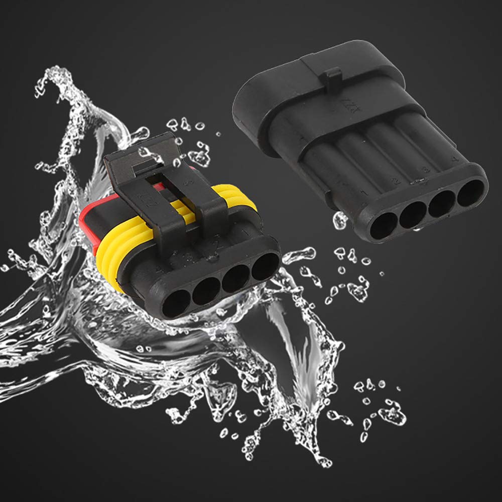 CESFONJER Conector Auto Impermeabil, Terminal Electric Impermeabil, Kit Mufă Soclu pentru Motocicletă, Scuter, Camion, Marină, 4 Pini x 8 Kituri