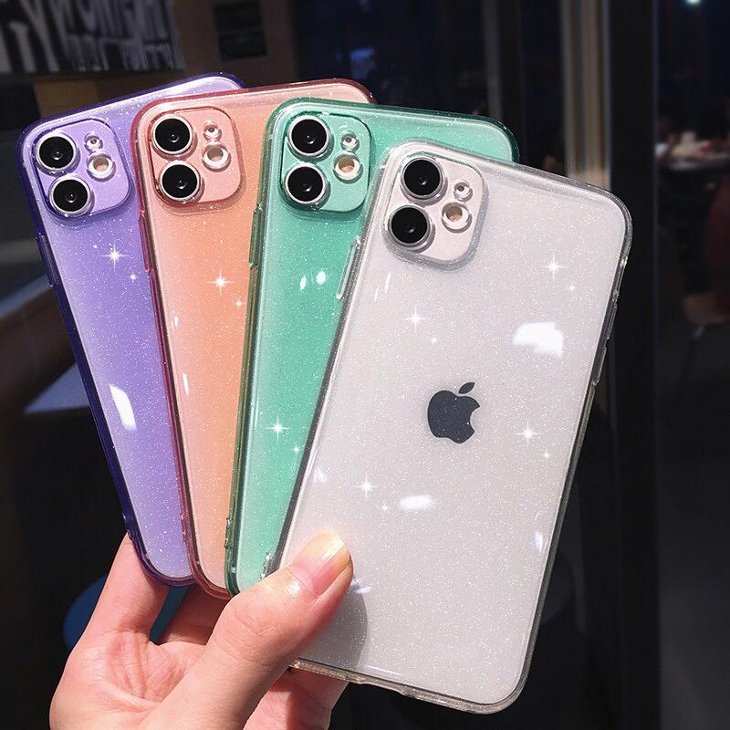 Popular Application iPhone12Pro Fine Hole Glitter Eye Protection TPU Mobile Phone Case Apple 11 Candy Color Soft Case