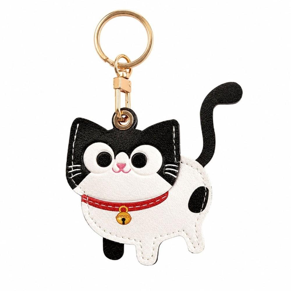 Cat Design Kitty Access Card Cover Leather Material Cat Keychain Creative ID Card Holder  Women