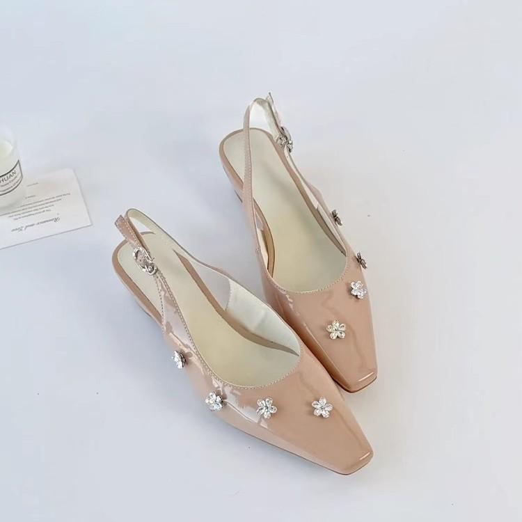 Sheepskin version~ high-end retro bag head sandals women's summer new thick heel French back strap temperament single shoes