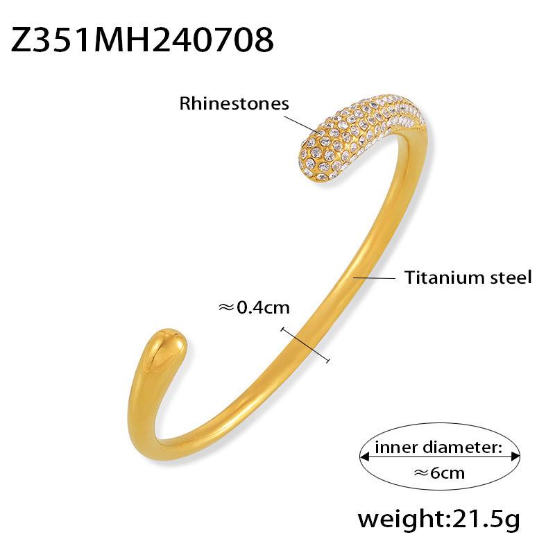 18K Gold-Plated Titanium Steel Bracelet with Zircon Inlay