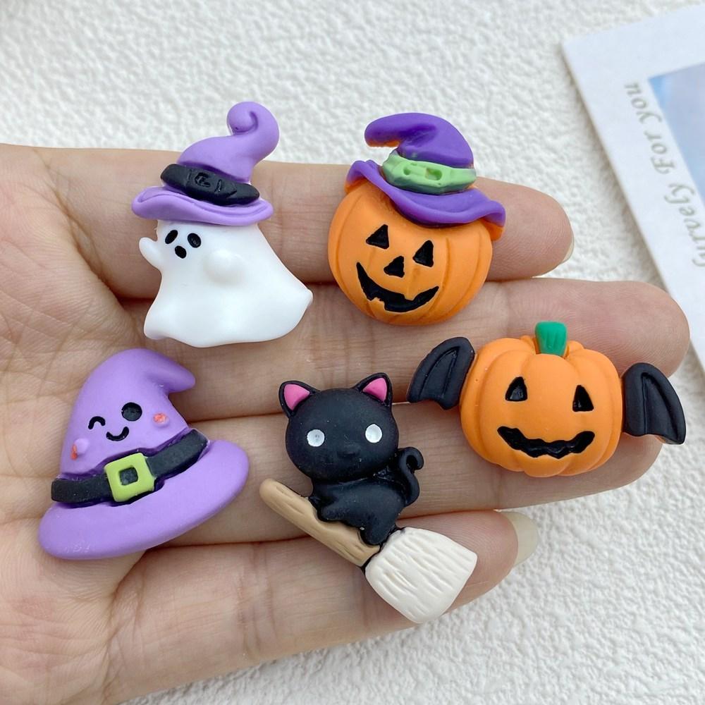 

10Pcs New Cute Resin Halloween Ghosts Series Flat Back Parts Embellishments For Hair Bows Accessories