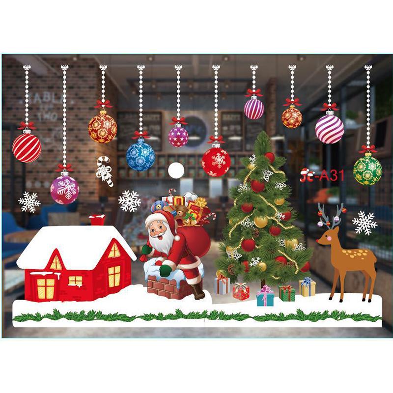 Electrostatic Christmas Window Decal Sticker No Trace Xmas Window Clings Glass Decor No Glue Residue Multi Patterns