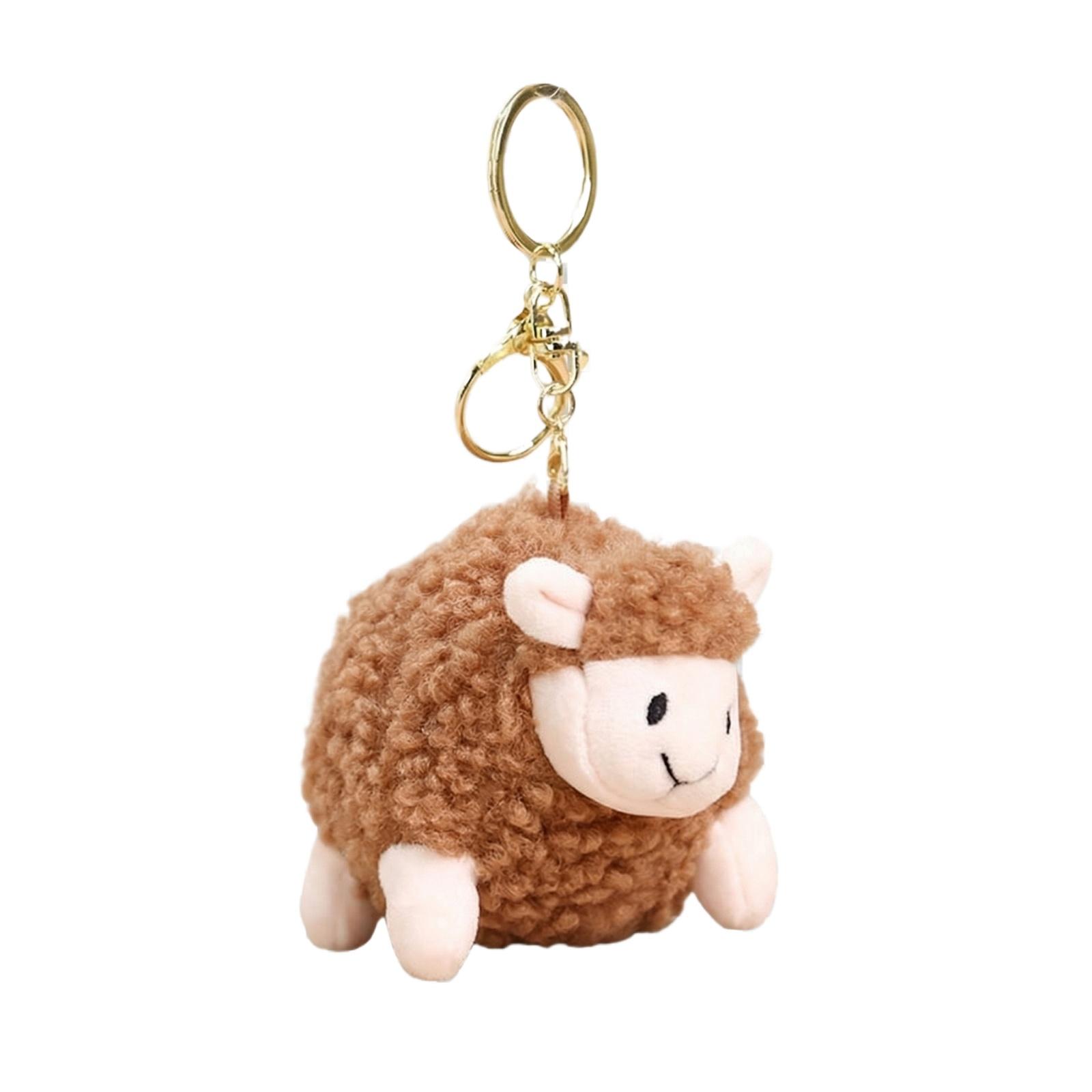 

Plush Sheep Keychain Soft Stuffed Animal Bag Pendant with Metal Key Ring for Backpack Purse Wallet Decoration Gift One Size коричневий