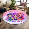 Stylish Trio with Fantasy Theme Print Round Rug, Living Room, Bedroom, Playroom Carpet, Non Slip Floor Mat, Gift