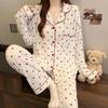 Frühlings- und Herbst-Damenpyjama Hausanzug-Set Mädchen Studentinnen Weicher Pyjama Langärmelig Süße Liebe Zweiteiliger Anzug Hausanzug