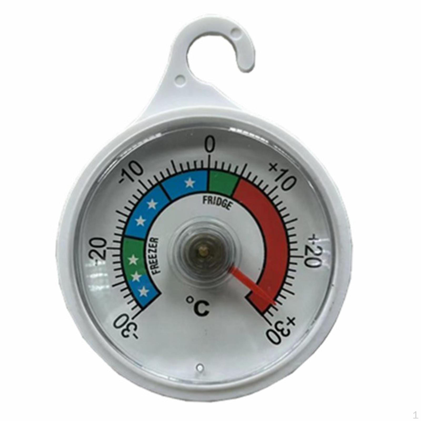 Kitchen Refrigerator Thermometer, Analogue Easy to Read with Hanging Hook, -30-90°F,