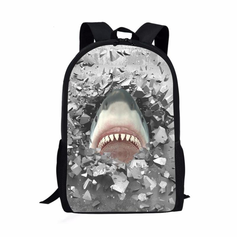 Ocean Sharks Pattern Print Students School Bag Boys Girls Kids Book Bag Daily Casual Storage Backpack Teenager Travel Rucksack