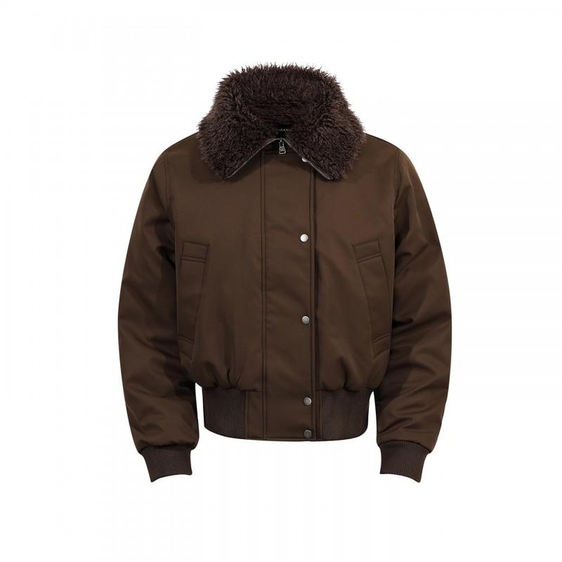 Winter Thickened Cotton Puffer Jacket With Faux Fur Collar Unisex Oversized Hoodless Coat Men Women