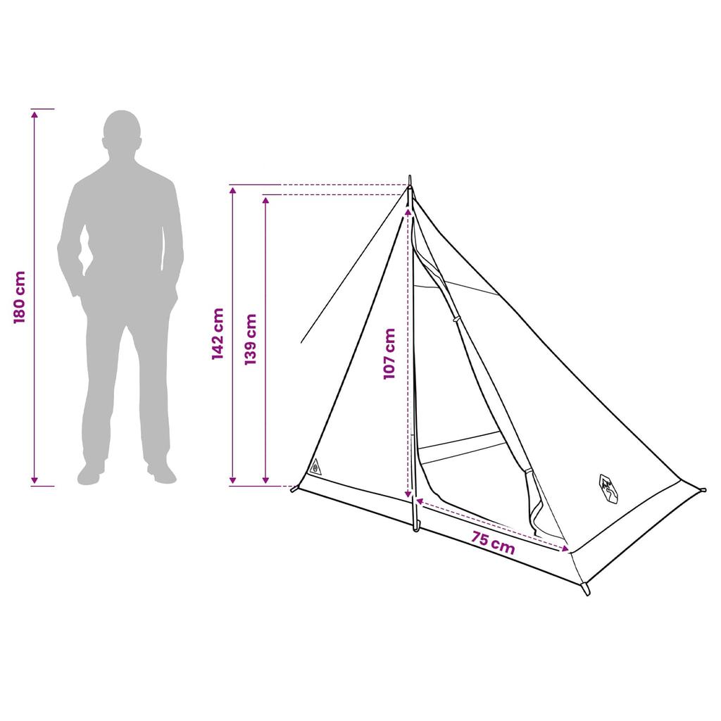 Trekking Tent Blue 2 Person 185T Polyester with PU Coating