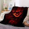 1pc It "Clown" Flannel Throw Blanket - HD Printed Lightweight Soft Warm All-Season Blanket for Sofa, Bed, Travel, Camping 018