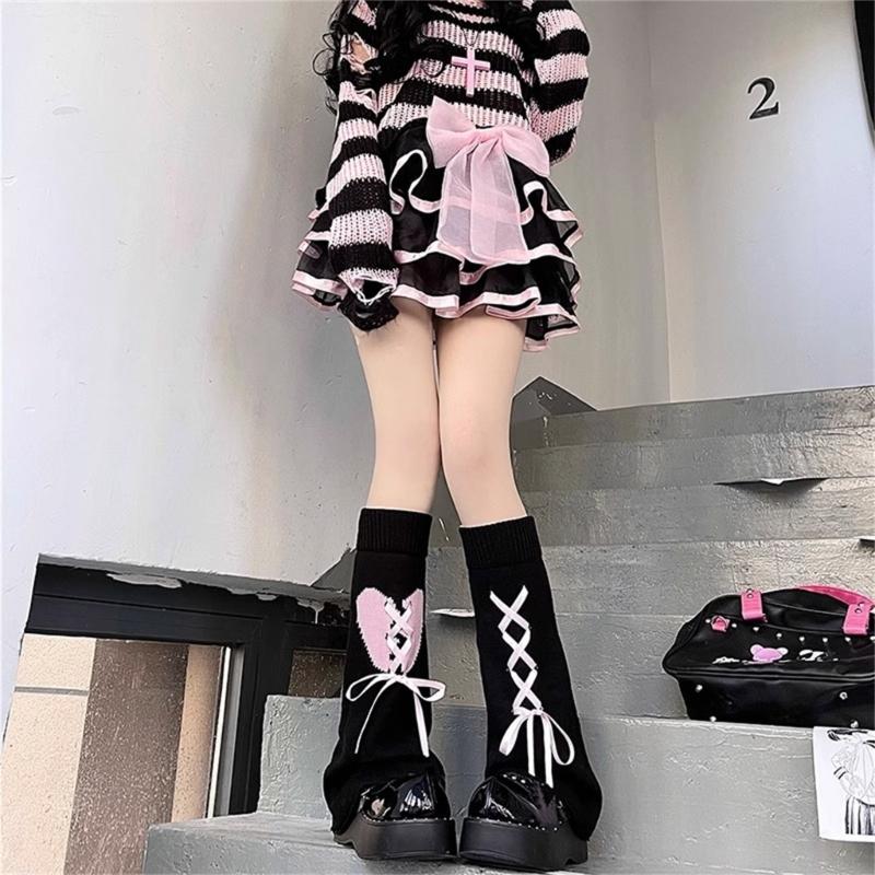 Summer Solid Bandage Pile Sock Bows Sweet Pantyhose Subculture-Japanese-Cute Style Jokers Leg Covers for Womens