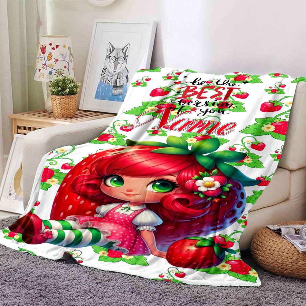 Custom Name Strawberry Princess Fantasy Party Blanket For Couch Bed Plush Cozy Fuzzy Blanket Super Soft Warm Blankets For Fall And Winter 0916256