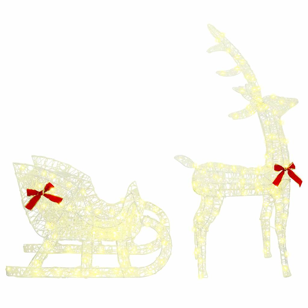 Reindeer Pull Sled Warm White 70 X 26 X 130 Cm Acrylic
