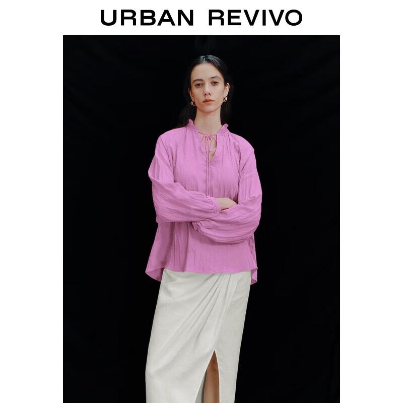 UR Women s Dopamine Casual V-Neck Tie-Front Blouse S