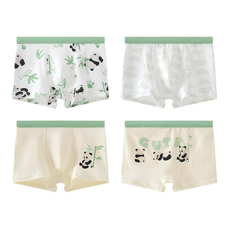 4 Pcs Children Boxer Shorts Boys Breathable Daily Soft Cotton Underwear Cute Cartoon Lion Print Kids Flat Briefs M