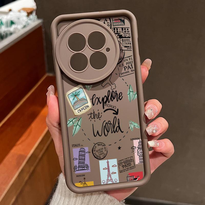 

Противоударный матовый чехол из ТПУ для телефона OnePlus 13R 13T 13 12R 11R Ace 5 3 2 с рисунком дорожного знака, защитой объектива, мягкий противоударный бампер OnePlus 13R кофейный