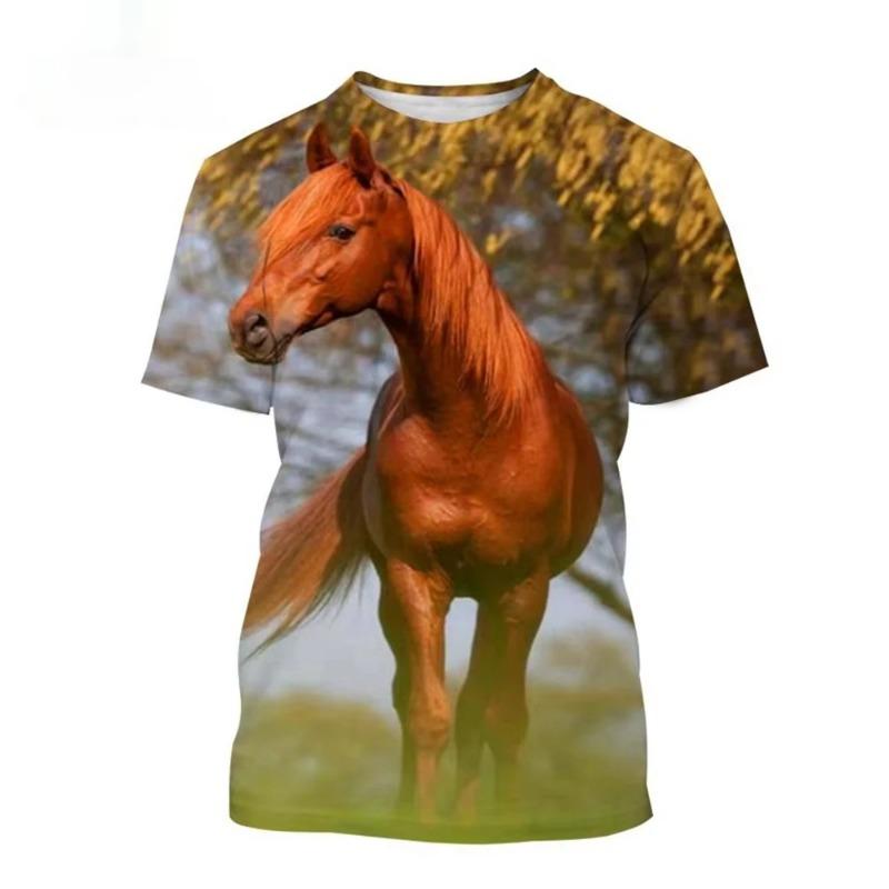 Summer Men Tshirt Fashion Animal Horse 3d Printing Print Neutral Casual Harajuku Style Summer Kid TShirt Women Tshirt Y2k Top