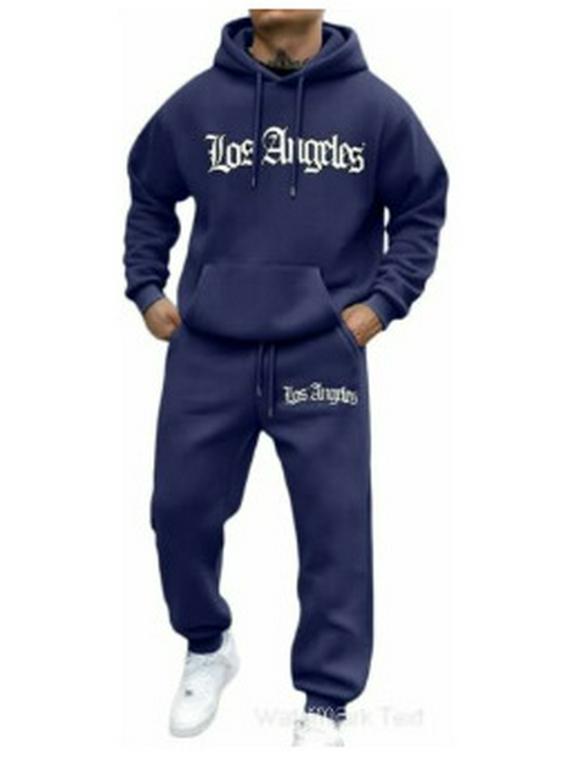 Trendy Hooded Letter Print Sweatshirt Set for Autumn/Winter