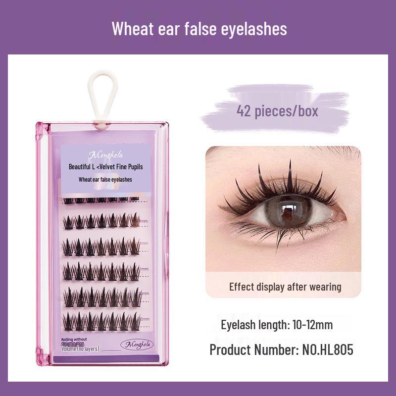 Menghela Big Eye Natural Curled False Lashes - Thin Stem Single Cluster for Lengthening