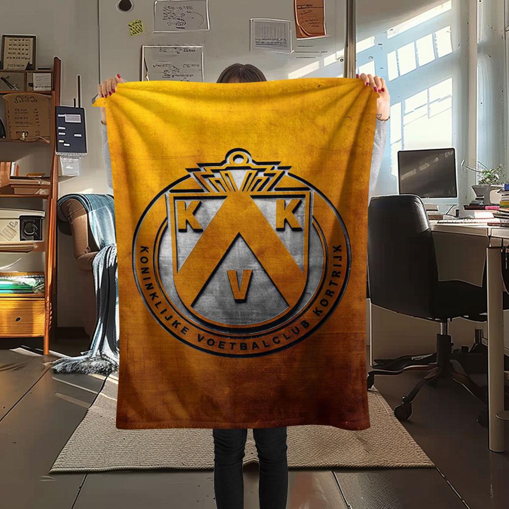 Coperta in Flanella con Logo Kortrijk, Alta Qualità, Confortevole per Tutte le Stagioni, Decorazione per la Casa, Calore e Comfort