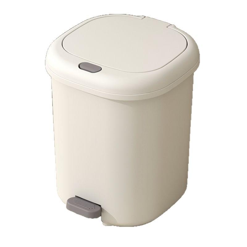 Cream Pedal Trash Can for Home, Kitchen, Bedroom & Bathroom - Large Capacity