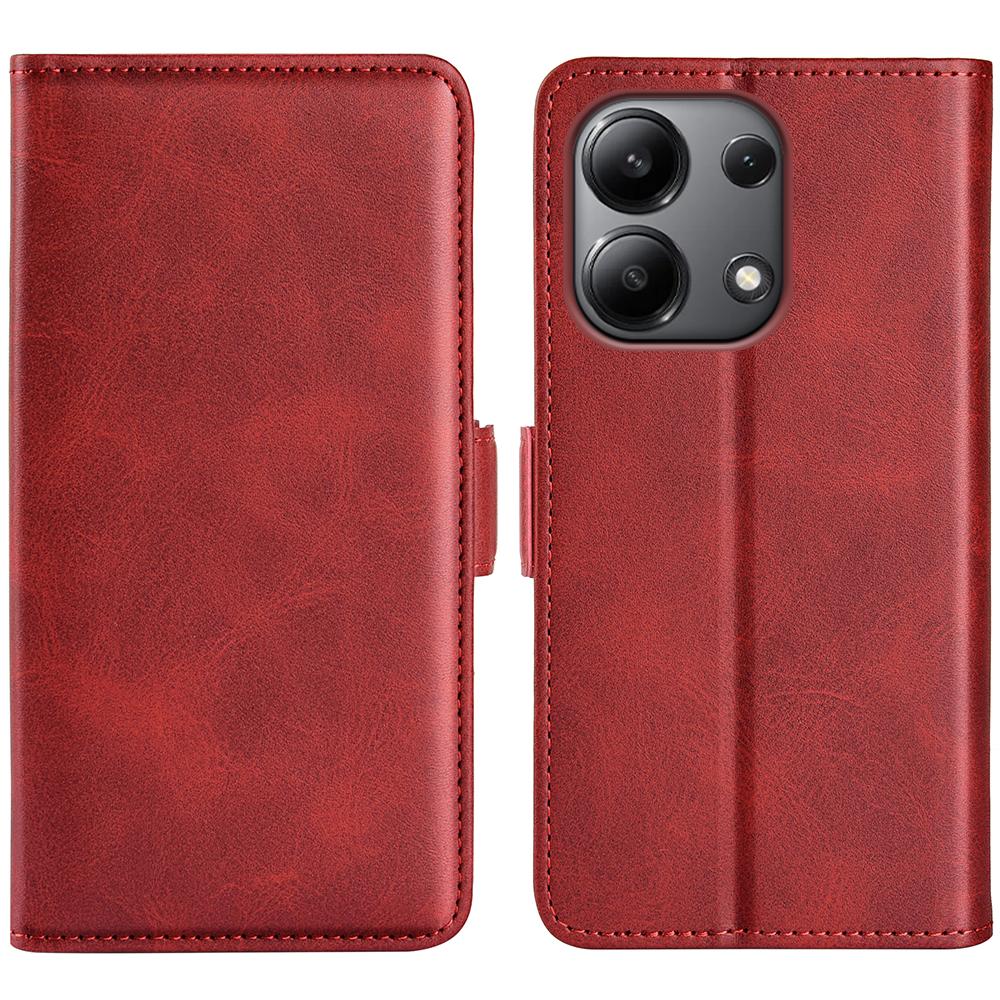 For Xiaomi Redmi Note 13 4G Cell Phone Case Dual Magnetic Clasp Leather Protective Cover