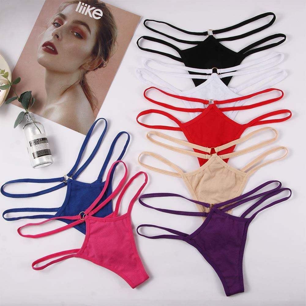 Female Hollow Women Low Rise Cotton G-String Sexy Thong Strap Panties Sexy Lingerie