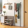 Towel Rail, Freestanding, 4 Bars, 49x5.5x167.5cm, Black/Natural Wood