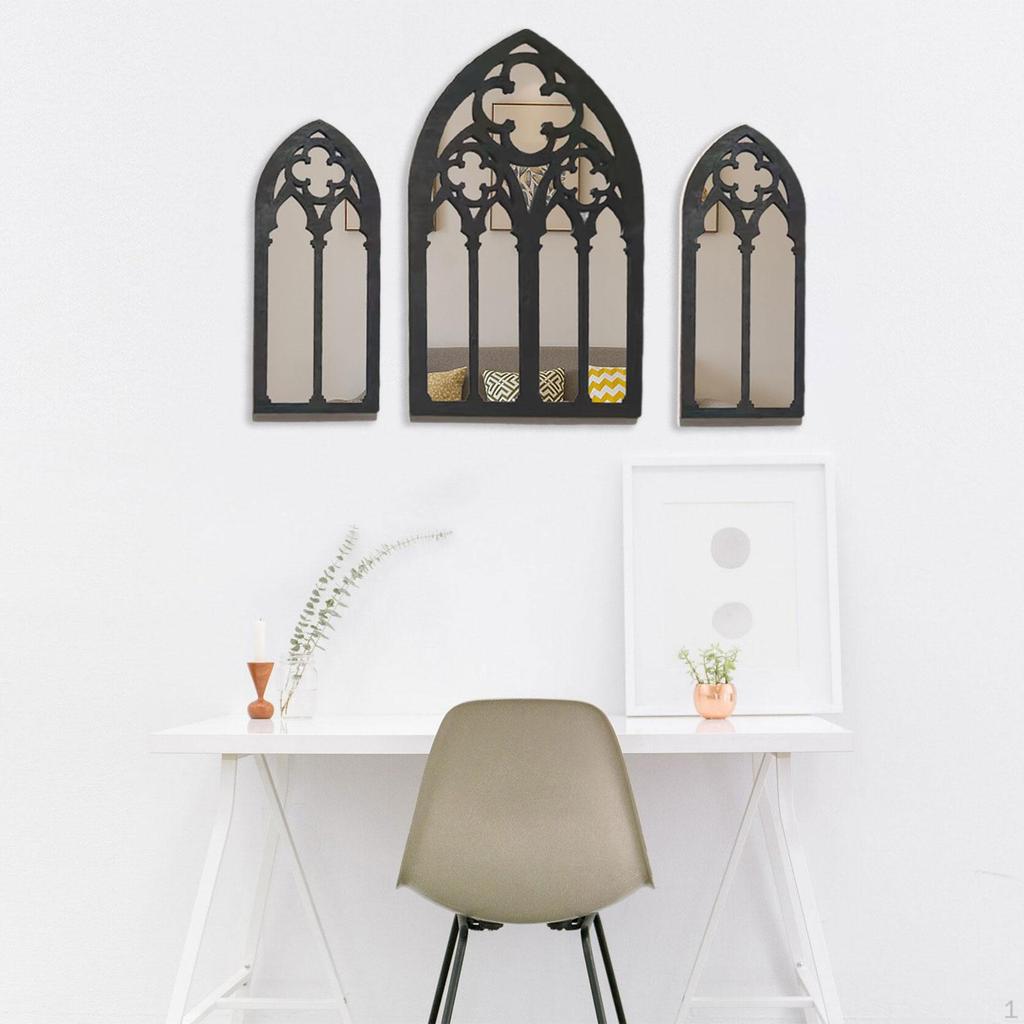 3 Pieces Gothic Mirrors Wall Decor Decorative Mirrors,Baroque ,Decorative Arched
