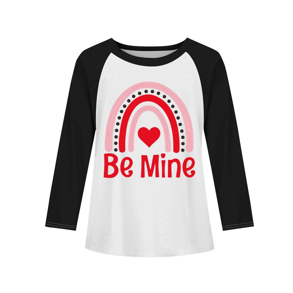 Mädchen Langarm Liebe Valentinstag T-Shirts Kinder Herbst Oberteile Rundhals Basic T-Shirts 5-14J