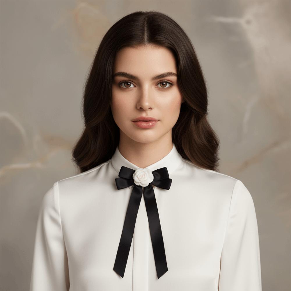 White Black Ribbon Pin Pearl Funerals Memorial Pin Fashion Black Bow Brooch Pin  Occupation