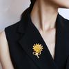 Women Brooch Sparkling Rhinestones Sunflower Bow Shape Lapel Pin Suits Coats Bags Scarves Badge Versatile Accessory