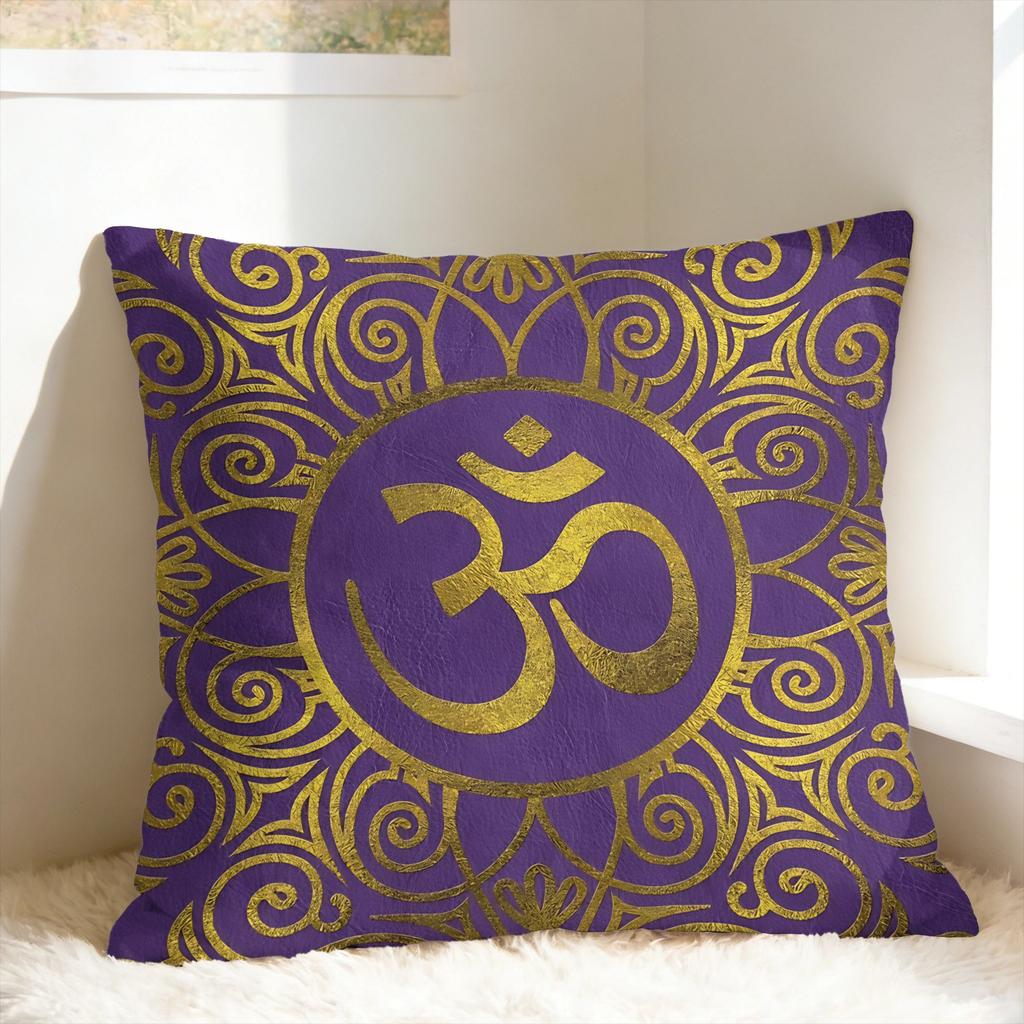 Luxury Golden Mandala Om Pillow Case Square Pillow Cover Morden Cushion Cover For Living Room Bed Chair