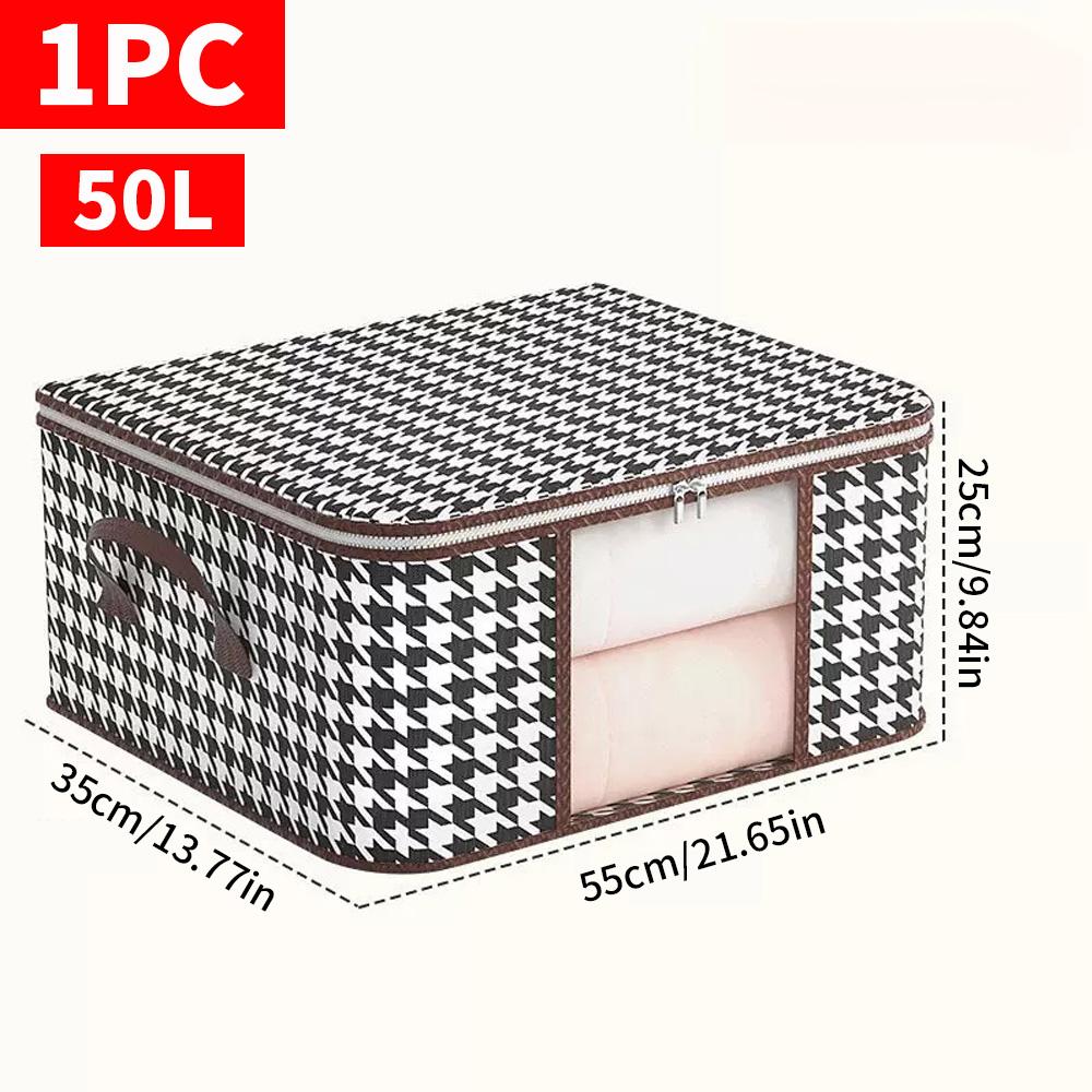 

Видимый ящик для хранения большой емкости, портативный органайзер для одежды для дома с ручками, складной пылезащитный контейнер на молнии для одеял 60x40x30cm