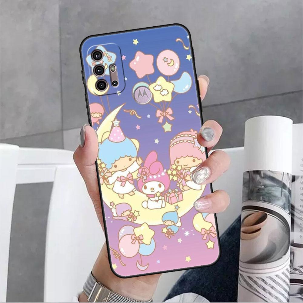 LittleTwinStars Roztomilé pouzdro pro Motorola G30 G60 Edge 20 G9 G22 G8 Power G31 G500 G50 30 Pro Černé Měkké Kryty na Telefon