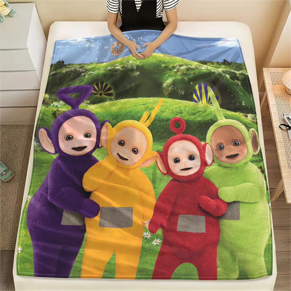 1 pătură de flanel cu imprimeu Teletubbies, de înaltă calitate, confortabilă pentru toate anotimpurile, decor pentru casă, căldură și confort, perfectă pentru cadouri de Crăciun