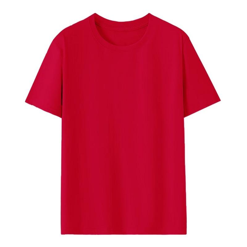 Pure cotton T-shirt women's round neck short-sleeved T-shirt logo advertising shirt group clothing trendy brand women's top solid color clothes