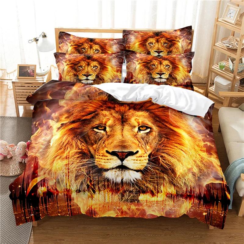 Lion Tiger 3D Bedding Set Adults 200X200 Duvet Cover Sets KidsTwin Full Queen King Home Textile Housse De Couette Bedclothes