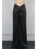 Women's High Waist PU Leather Nightclub Pants with Metal Zipper - INS Style, Winter Straight Leg Design