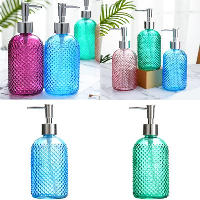 Glass Dispenser With Plastic Pump NonSlip Base For Shampoo Lotion Kitchen Bathroom 400ml