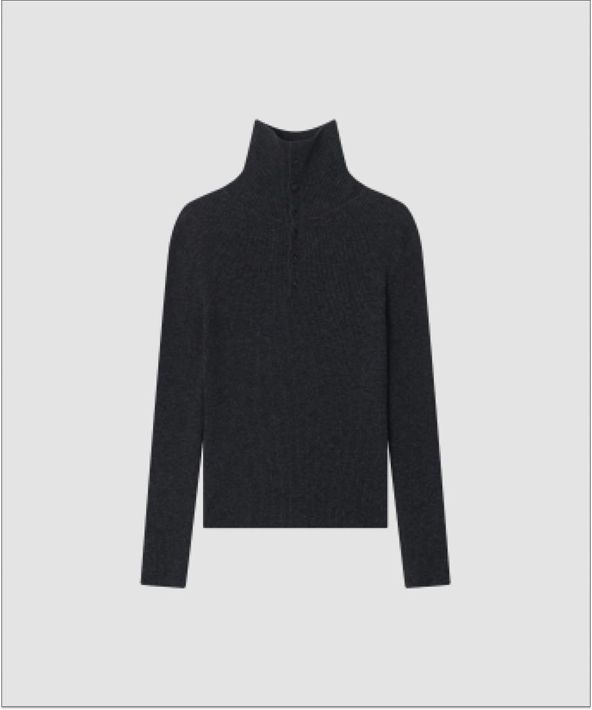 Deolil Button-Up Turtleneck Knit_Charcoal