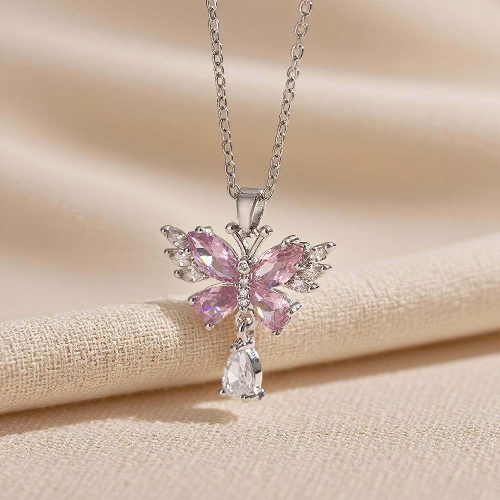 Elegant Light Luxury Zircon Necklace for Women - Gold-Plated, Simple Clavicle Chain
